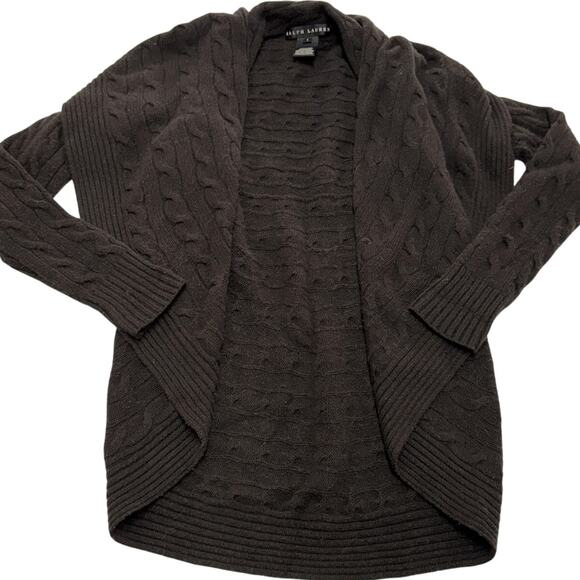Ralph Lauren Cardigan Sweater Womens Small 100% Cashmere Cable Knit Open Front - Picture 1 of 5